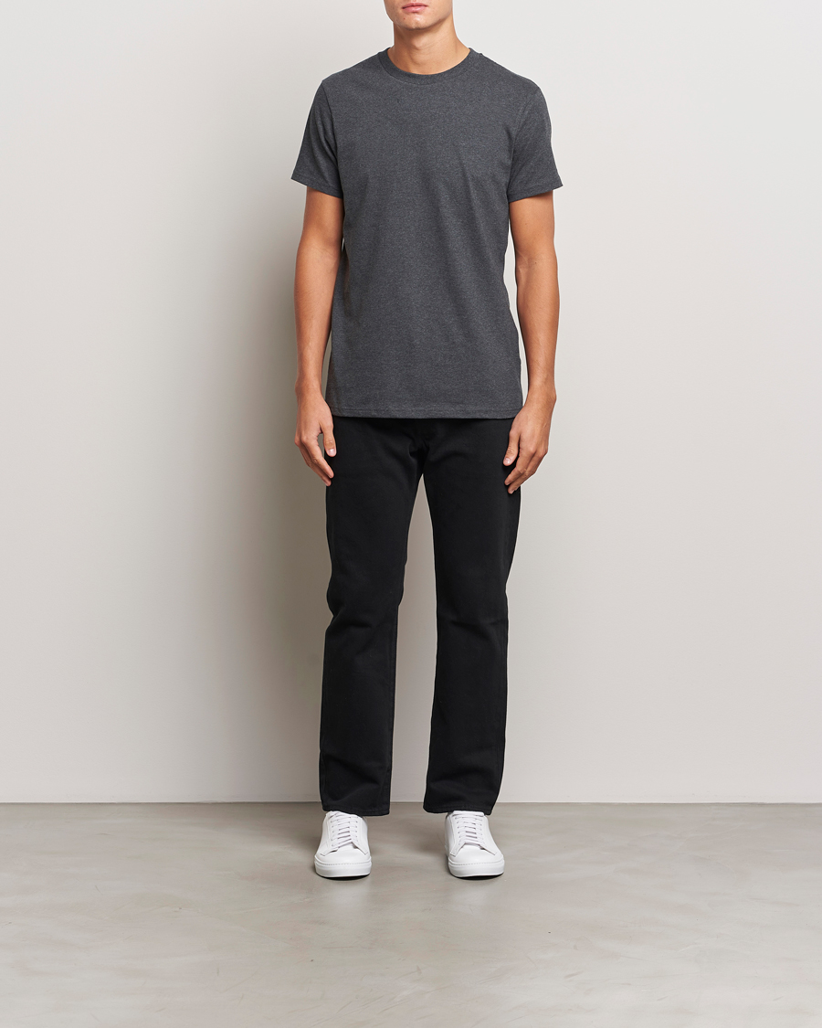 Herren | T-Shirts | Bread & Boxers | Heavy Cotton Crew Neck T-Shirt Dark Grey Melange