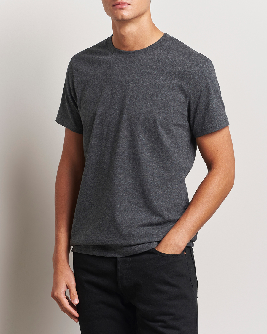 Herren | T-Shirts | Bread & Boxers | Heavy Cotton Crew Neck T-Shirt Dark Grey Melange