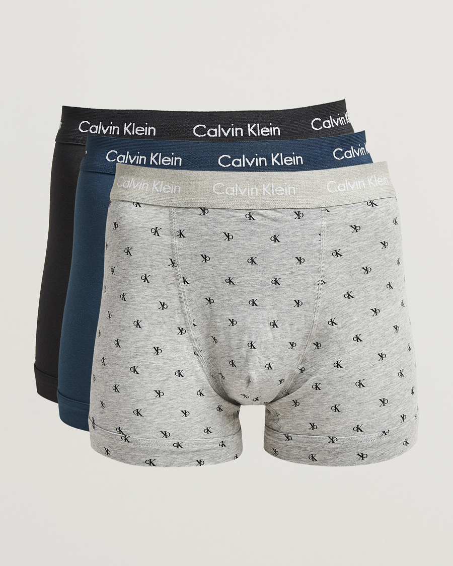 Herren | Unterwäsche | Calvin Klein | Cotton Stretch 3-Pack Trunk Black/Grey/Blue