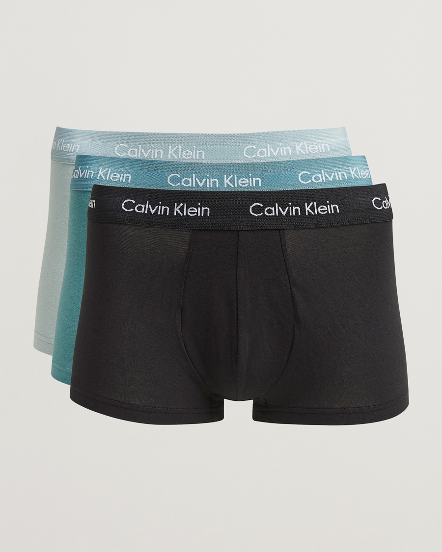 Herren | Unterwäsche | Calvin Klein | Cotton Stretch 3-Pack Low Rise Trunk Black/Grey/Green