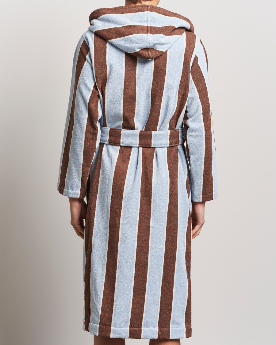 Herren | Schlafanzüge & Bademäntel | Tekla | Organic Terry Hooded Bathrobe Cocoa Stripes