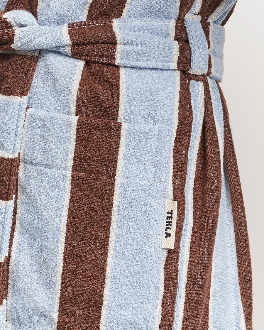 Herren | Schlafanzüge & Bademäntel | Tekla | Organic Terry Hooded Bathrobe Cocoa Stripes