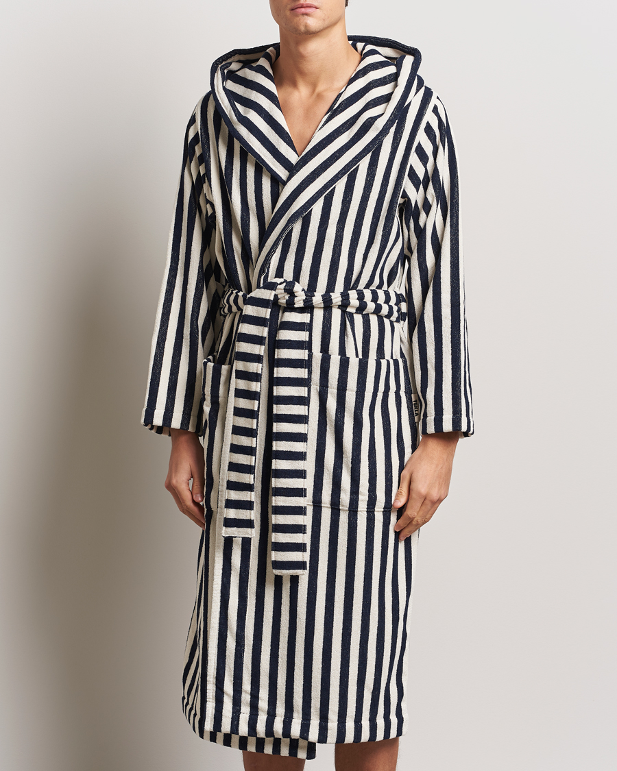 Herren | Schlafanzüge & Bademäntel | Tekla | Organic Terry Hooded Bathrobe Humbug Stripes