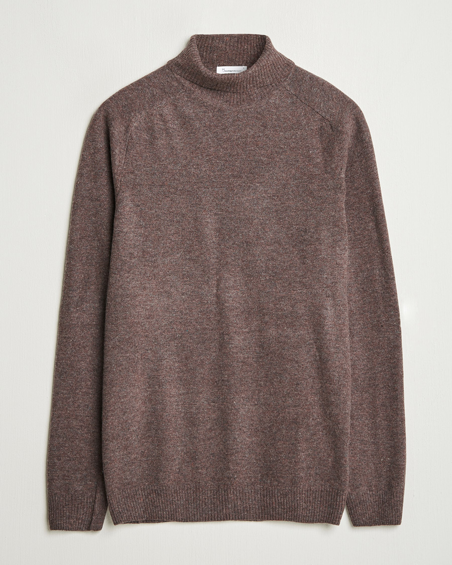 Herren | Pullover | KnowledgeCotton Apparel | Lambswool Rollneck Brown