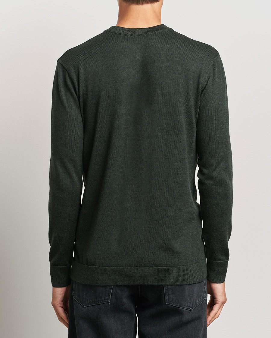 Herren | Pullover | KnowledgeCotton Apparel | Regular Merino Knit Crew Neck Green