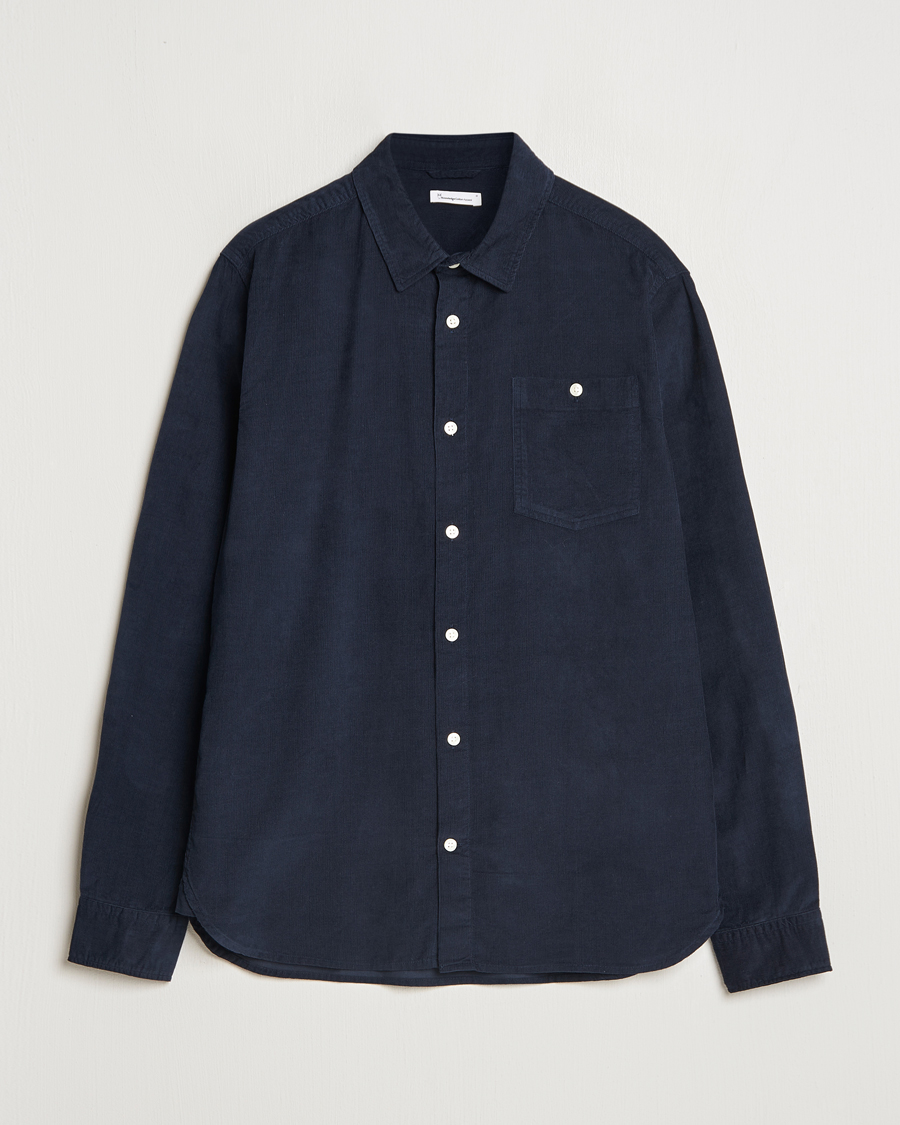 Herren | Hemden | KnowledgeCotton Apparel | Regular Fit Corduroy Shirt Navy