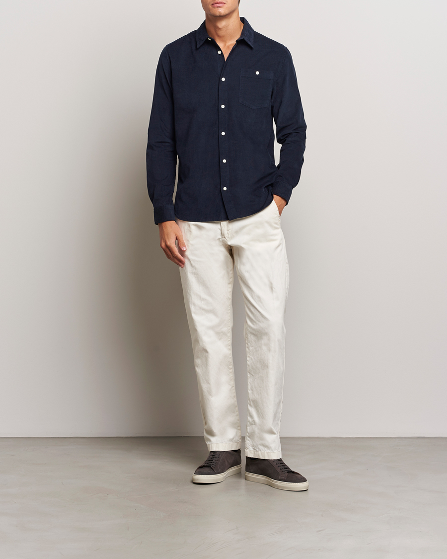 Herren | Hemden | KnowledgeCotton Apparel | Regular Fit Corduroy Shirt Navy