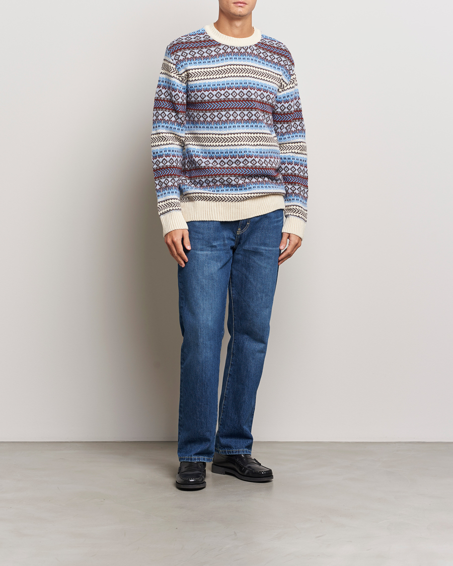 Herren | Pullover | KnowledgeCotton Apparel | Fairisle Knitted Crewneck Off White