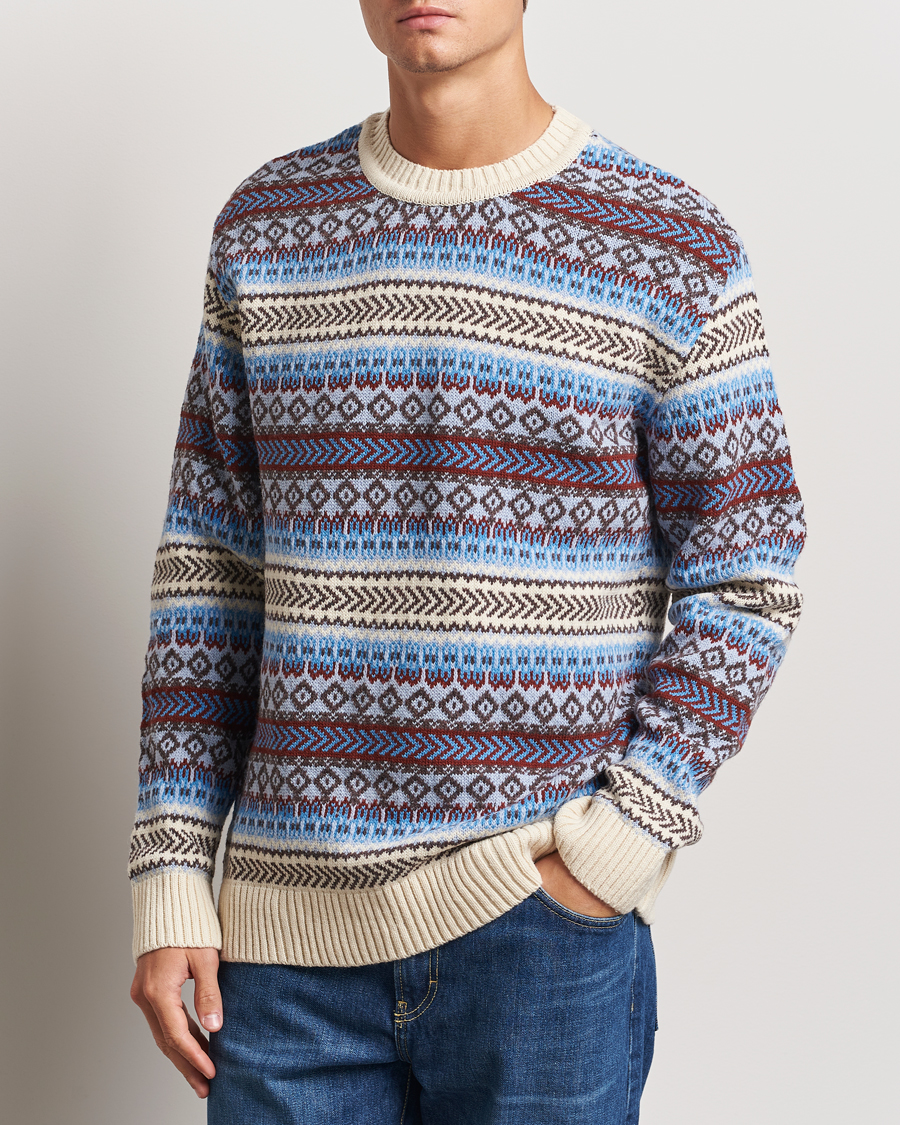 Herren | Pullover | KnowledgeCotton Apparel | Fairisle Knitted Crewneck Off White