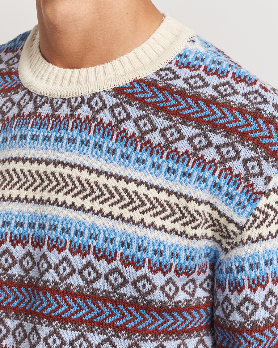 Herren | Pullover | KnowledgeCotton Apparel | Fairisle Knitted Crewneck Off White