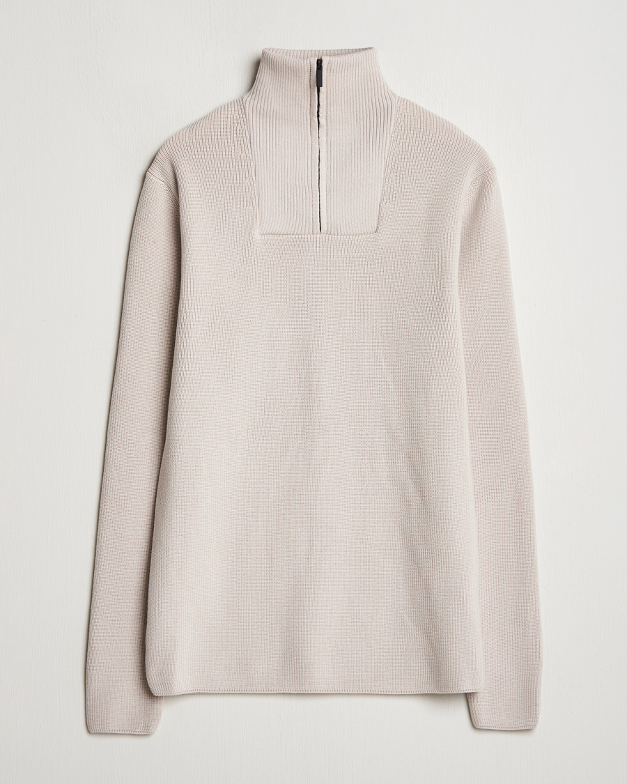 Herren | Pullover | KnowledgeCotton Apparel | Heavy Lambswool Half Zip Off White