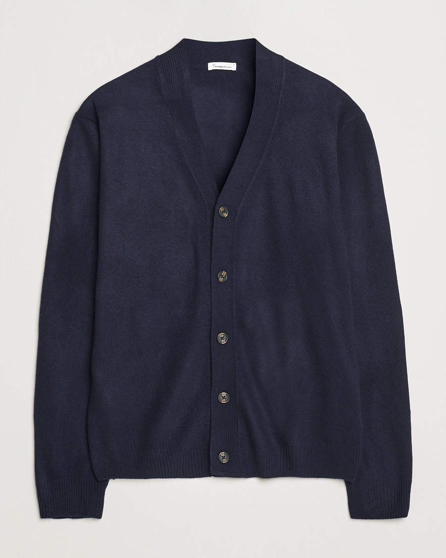 Herren | Pullover | KnowledgeCotton Apparel | Lambswool Cardigan Navy