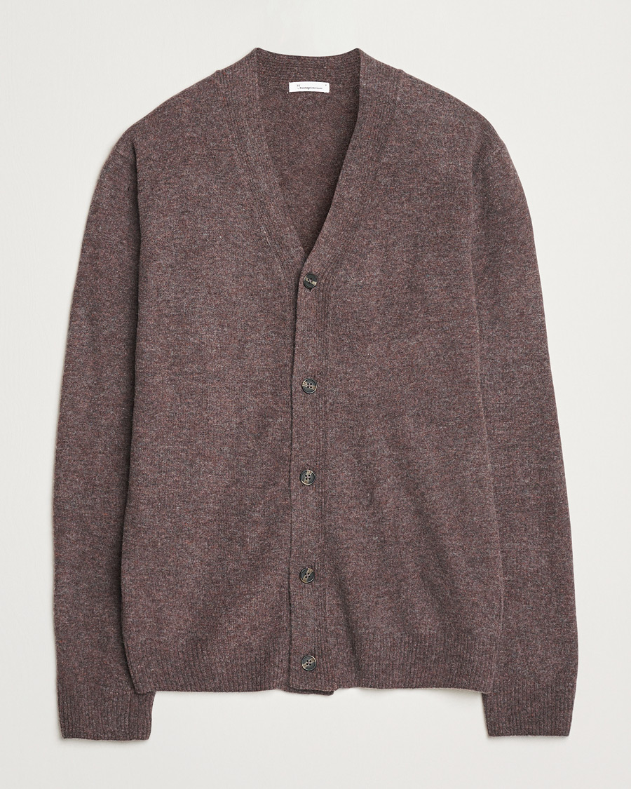 Herren | Pullover | KnowledgeCotton Apparel | Lambswool Cardigan Brown