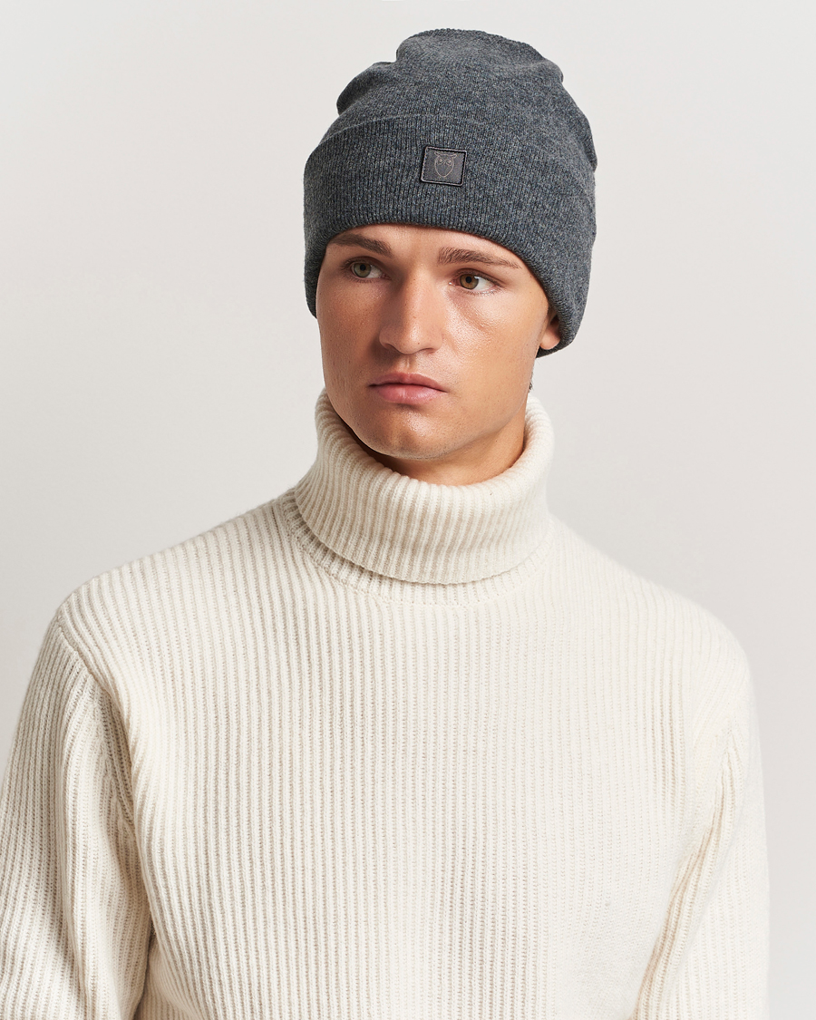 Herren | KnowledgeCotton Apparel Double Layer Wool Beanie Dark Grey | KnowledgeCotton Apparel | Double Layer Wool Beanie Dark Grey