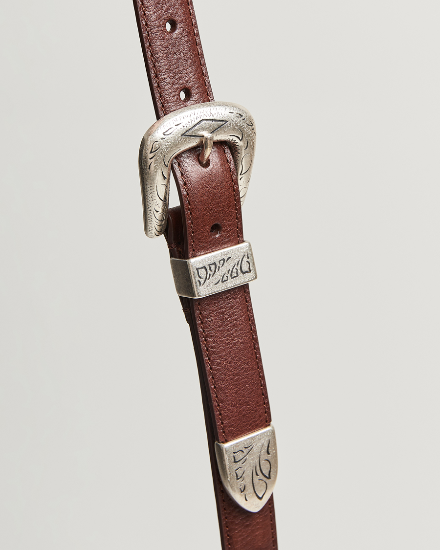 Herren | Gürtel | Anderson's | Grained Western Leather Belt 2,5 cm Brown
