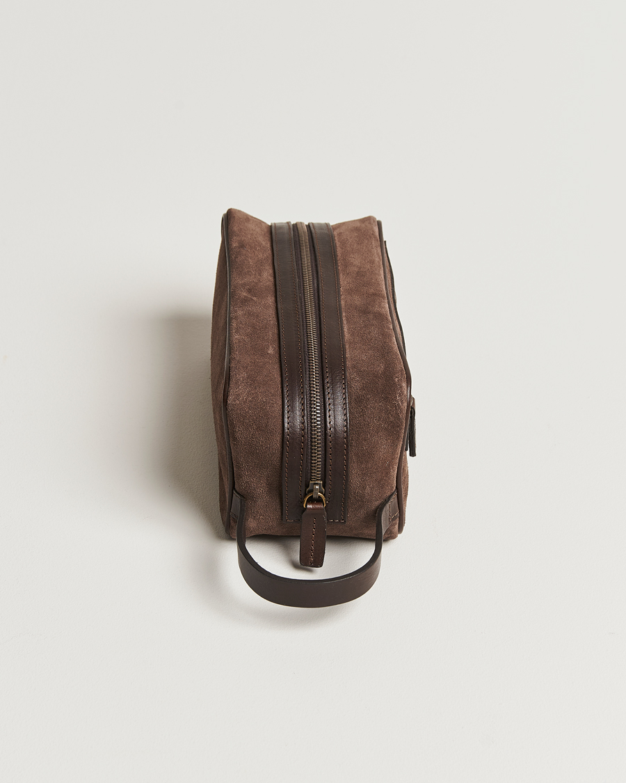 Herren | Anderson's Suede Washbag Dark Brown | Anderson's | Suede Washbag Dark Brown