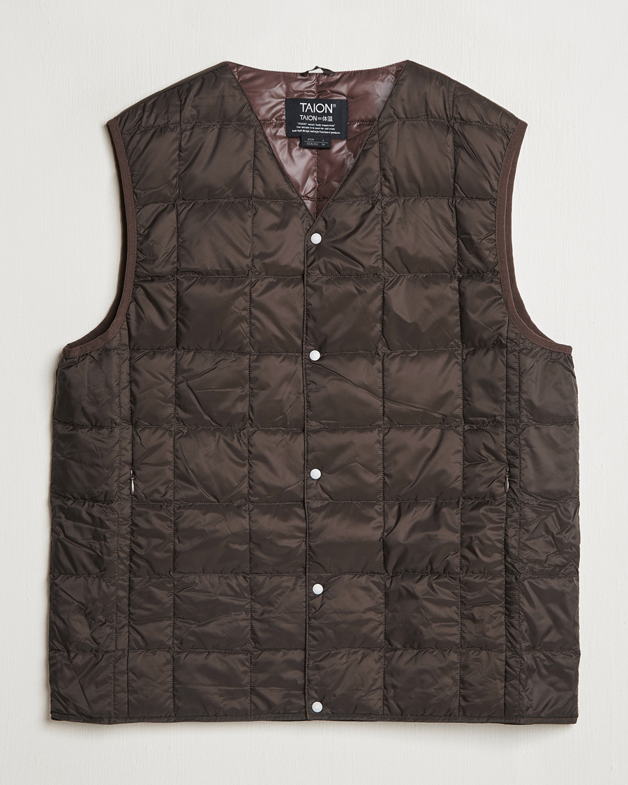 Herren | Jacken | TAION | V-Neck Lightweight Down Vest Dark Choco