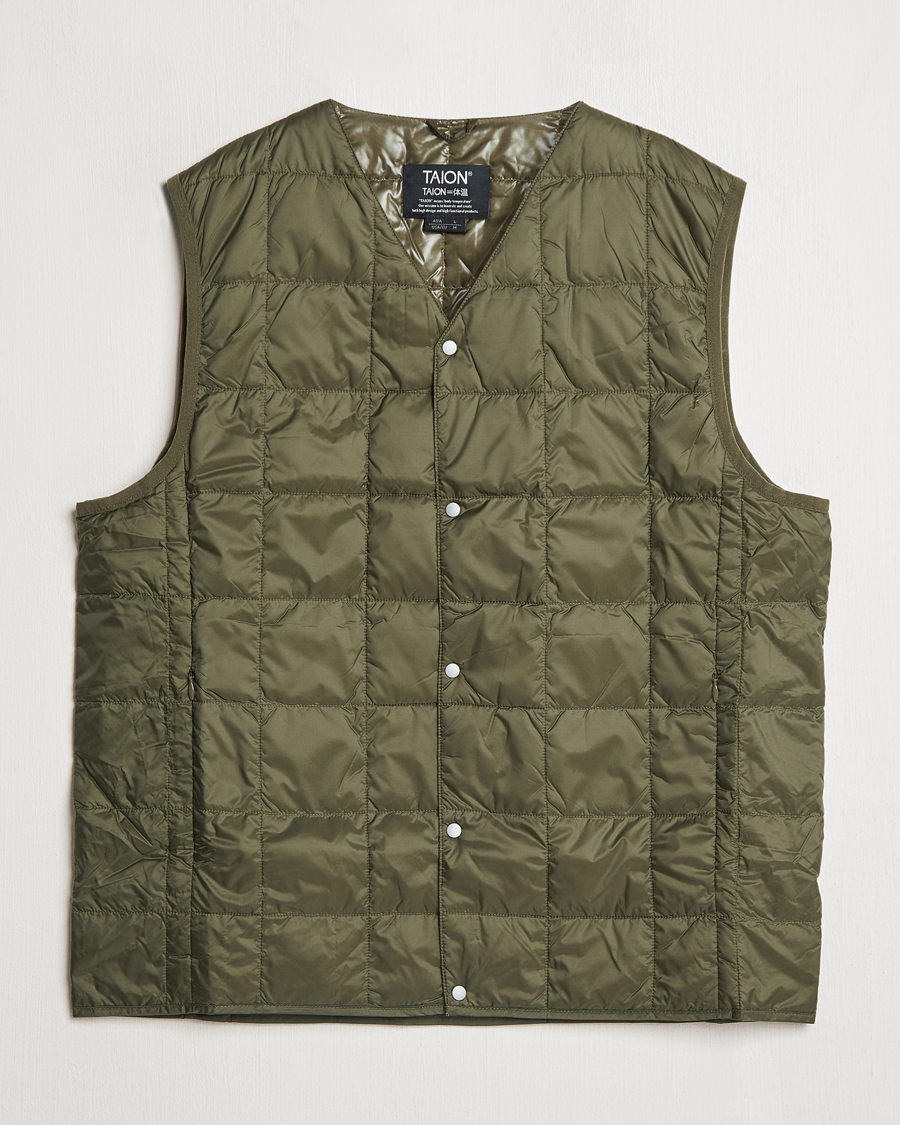 Herren | Jacken | TAION | V-Neck Lightweight Down Vest Dark Olive