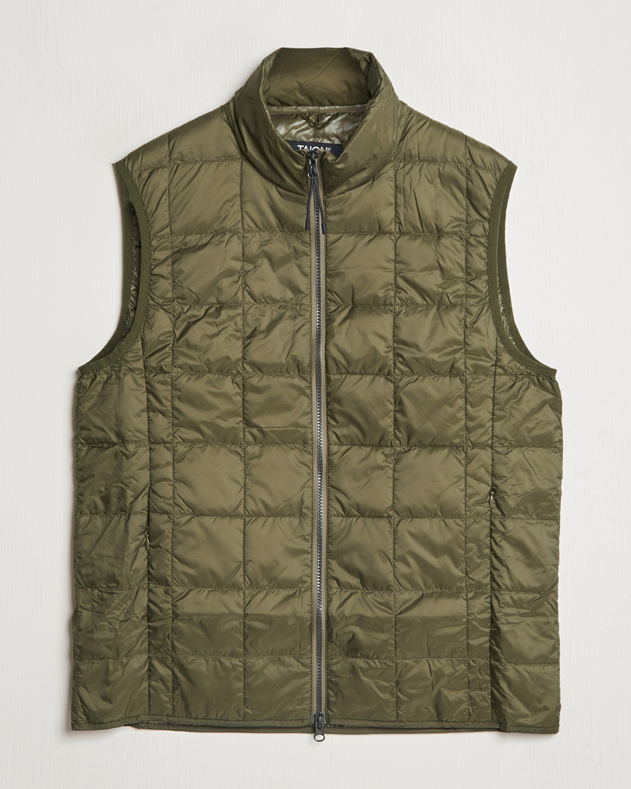 Herren | Jacken | TAION | High Neck Full Zip Lightweight Down Vest Dark Olive