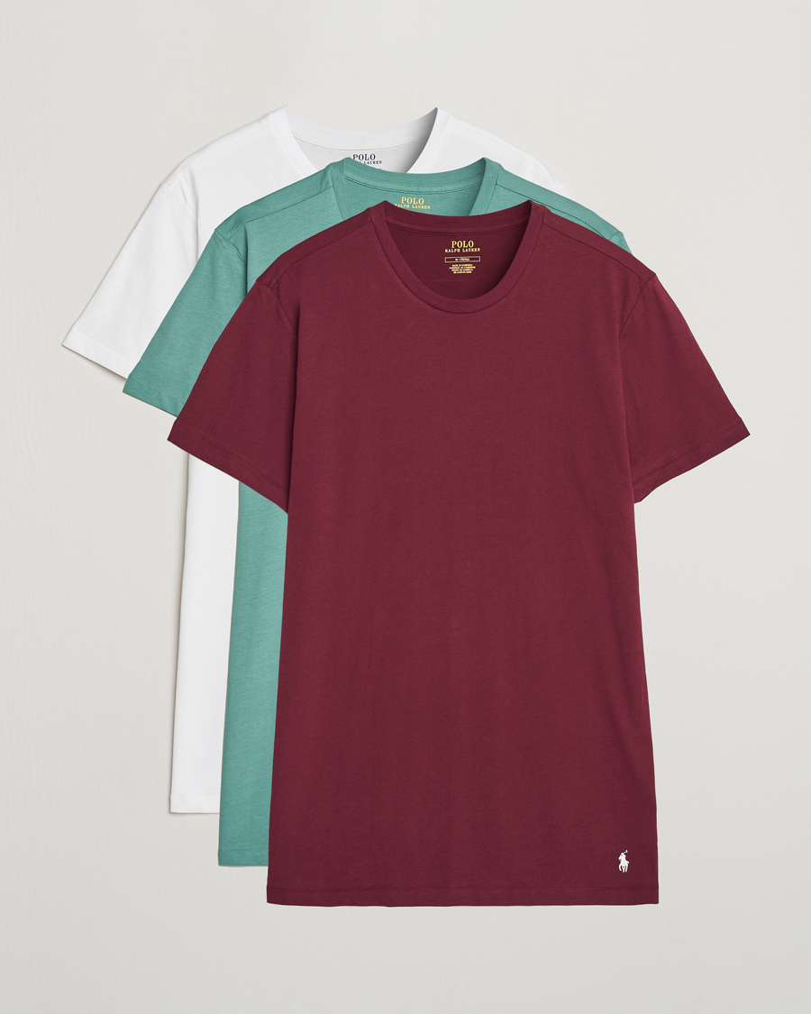 Herren | T-Shirts | Polo Ralph Lauren | 3-Pack Crew Neck T-Shirt Fairway Green/White/Damson Red