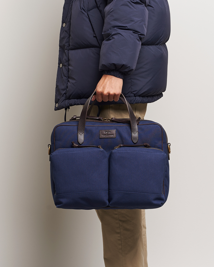 Herren | Polo Ralph Lauren Commuter Canvas Messenger Bag Newport Navy/Dk Brown | Polo Ralph Lauren | Commuter Canvas Messenger Bag Newport Navy/Dk Brown