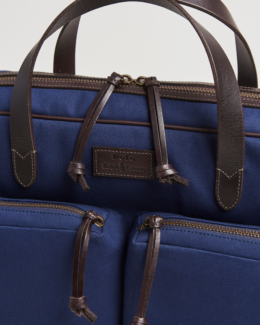 Herren | Polo Ralph Lauren Commuter Canvas Messenger Bag Newport Navy/Dk Brown | Polo Ralph Lauren | Commuter Canvas Messenger Bag Newport Navy/Dk Brown