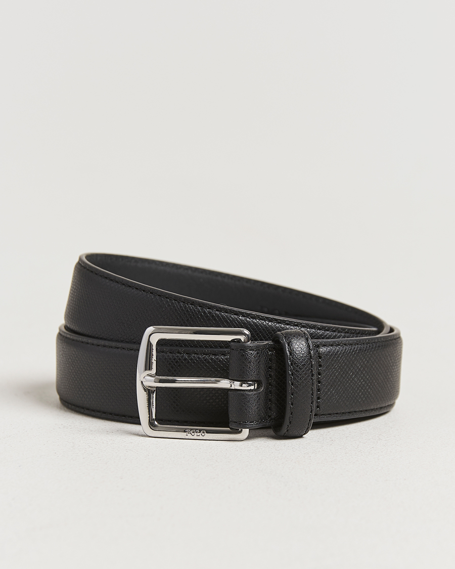Herren | Polo Ralph Lauren Saffiano Leather Belt Black | Polo Ralph Lauren | Saffiano Leather Belt Black