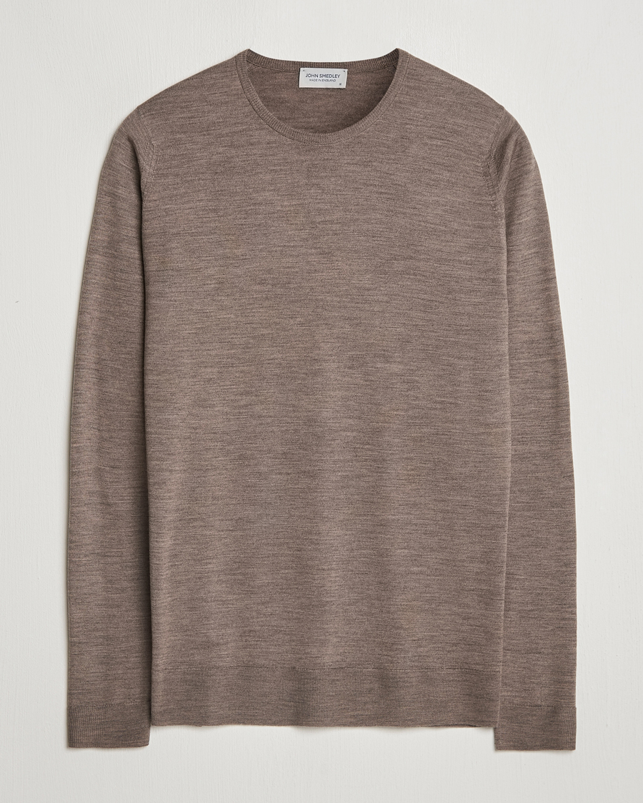 Herren | Pullover | John Smedley | Lundy Extra Fine Merino Crew Neck Mushroom Brown