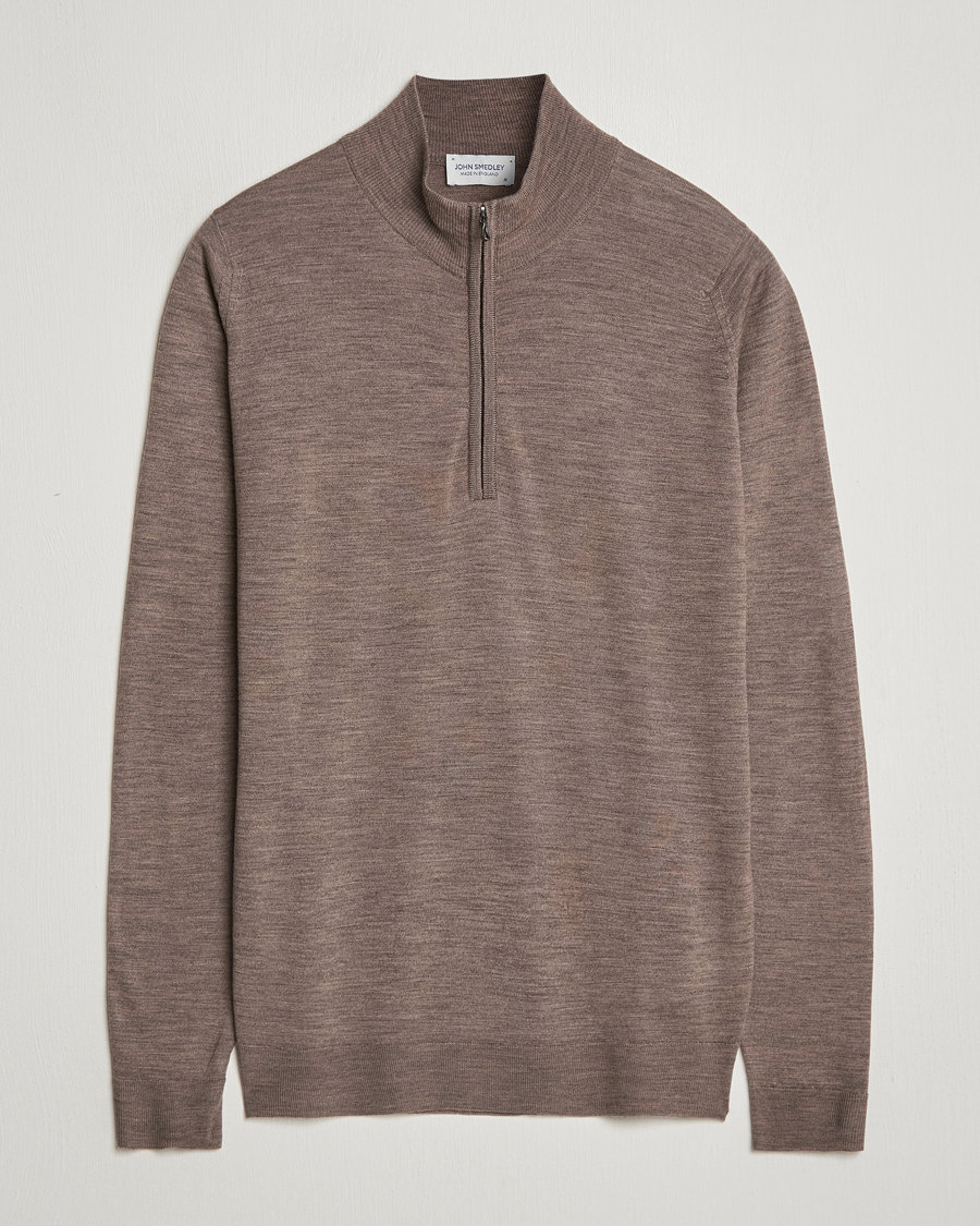 Herren | Pullover | John Smedley | Barrow Extra Fine Merino Half Zip Mushroom