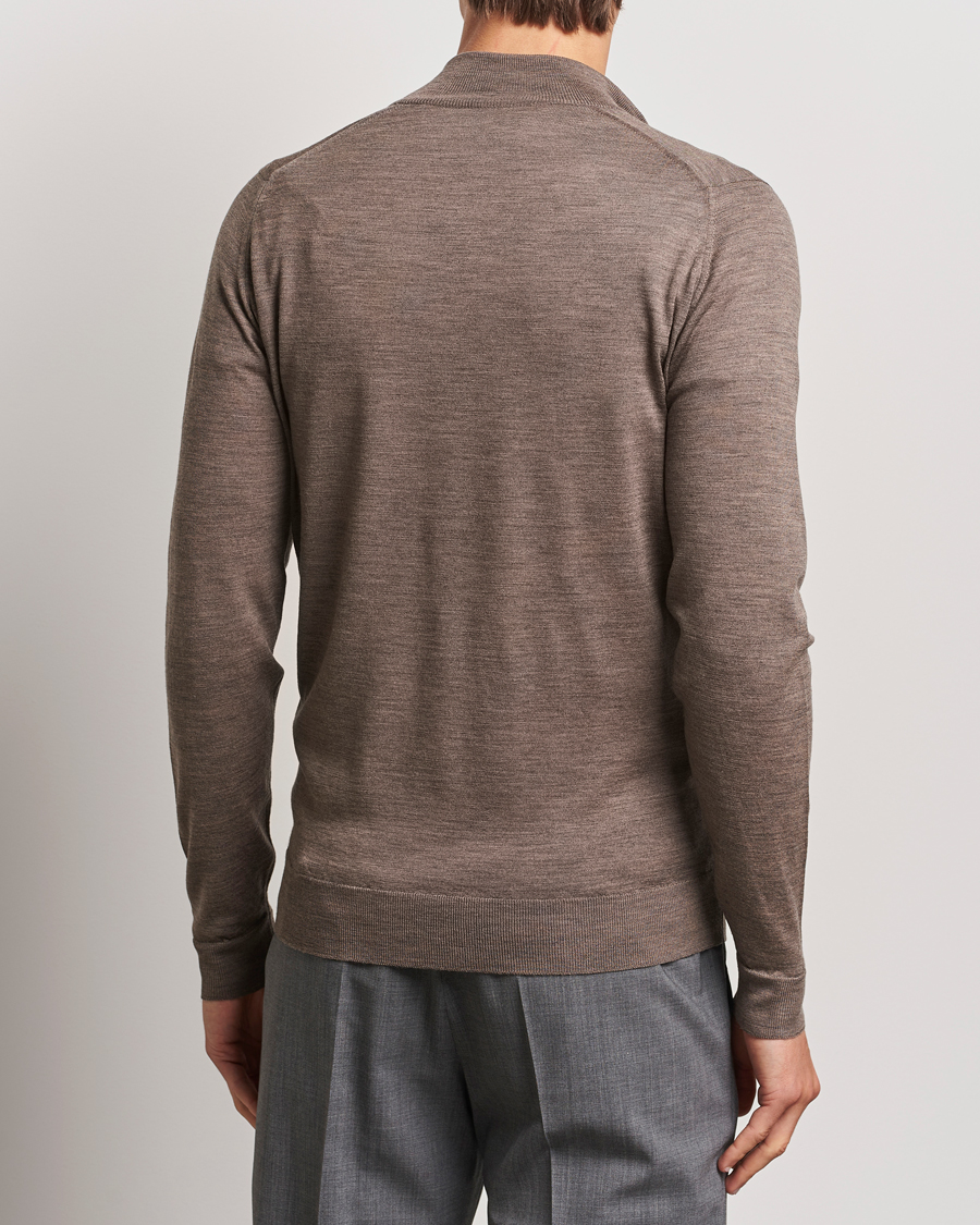 Herren | Pullover | John Smedley | Barrow Extra Fine Merino Half Zip Mushroom