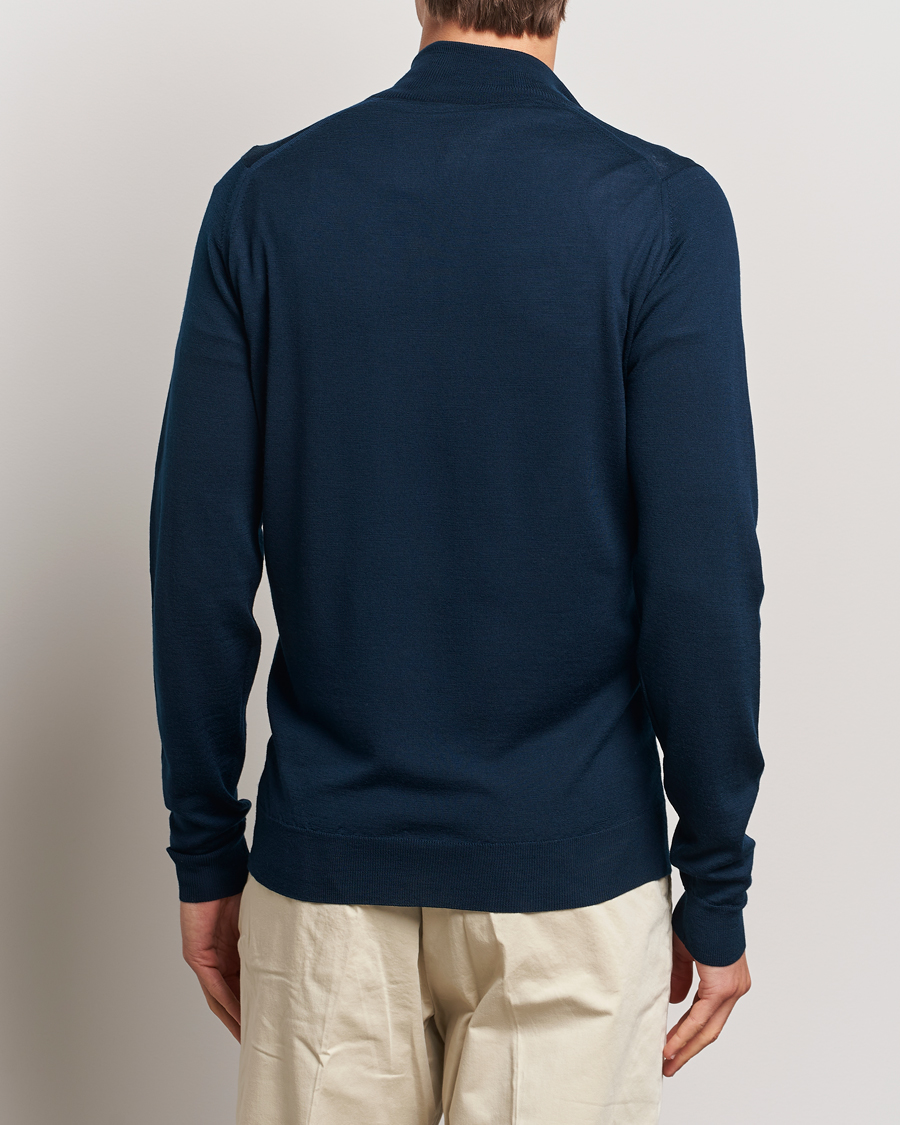 Herren | Pullover | John Smedley | Barrow Extra Fine Merino Half Zip Orion Green