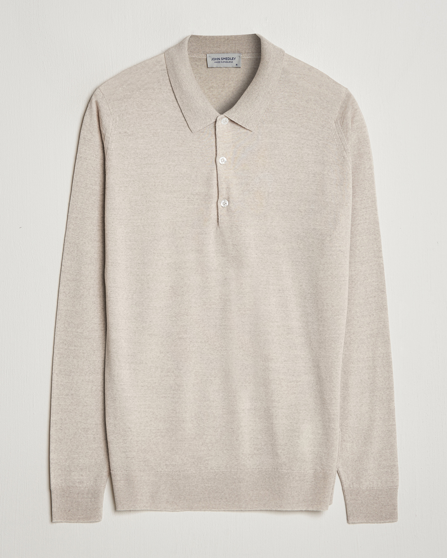 Herren | Pullover | John Smedley | Belper Extra Fine Merino Polo Pullover Grey Fleece