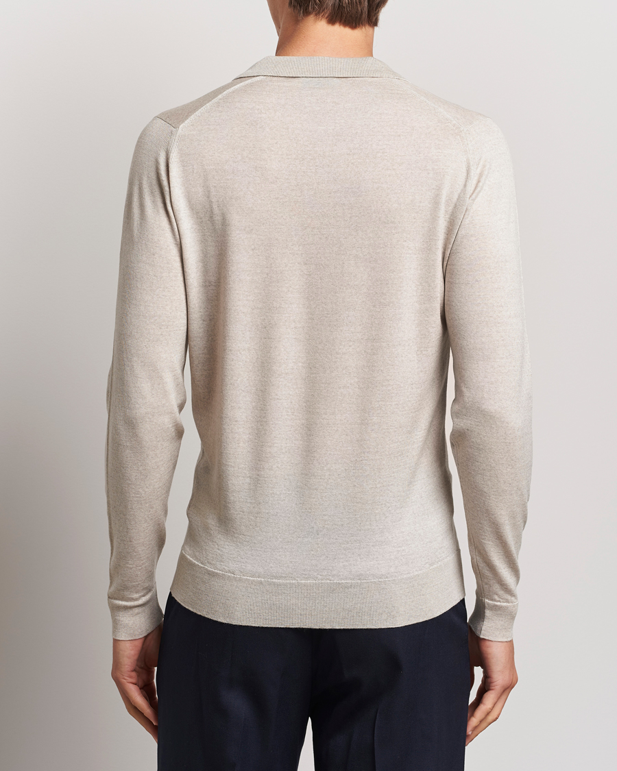Herren | Pullover | John Smedley | Belper Extra Fine Merino Polo Pullover Grey Fleece