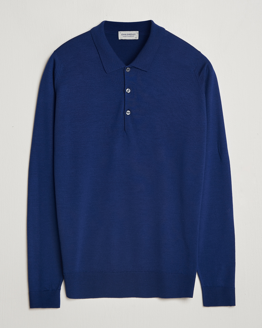 Herren | Pullover | John Smedley | Belper Extra Fine Merino Polo Pullover Ink Blue