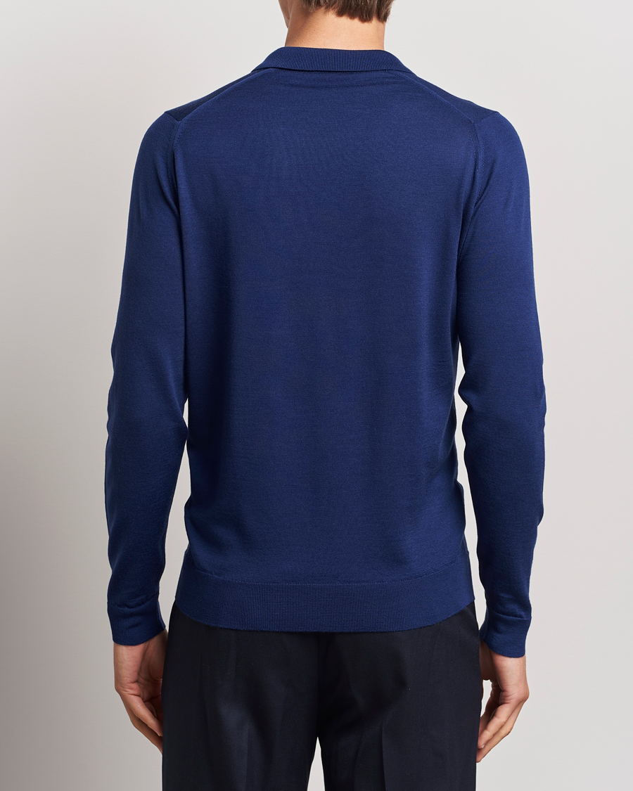 Herren | Pullover | John Smedley | Belper Extra Fine Merino Polo Pullover Ink Blue