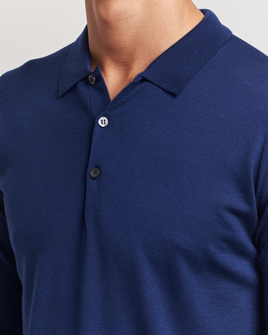Herren | Pullover | John Smedley | Belper Extra Fine Merino Polo Pullover Ink Blue