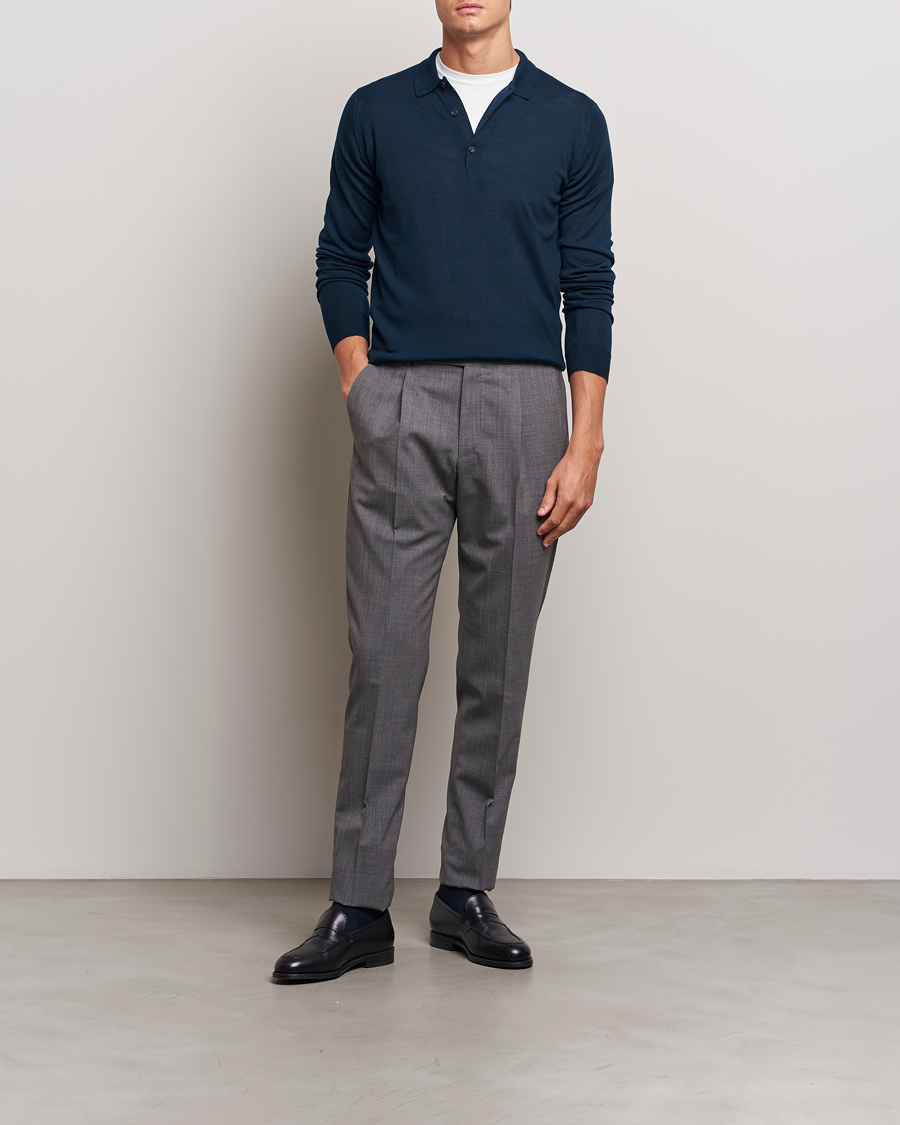 Herren | Pullover | John Smedley | Belper Extra Fine Merino Polo Pullover Orion Green