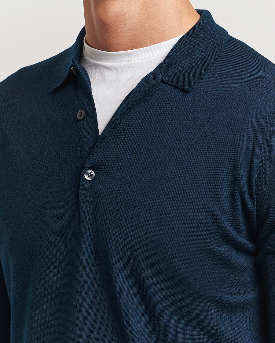 Herren | Pullover | John Smedley | Belper Extra Fine Merino Polo Pullover Orion Green