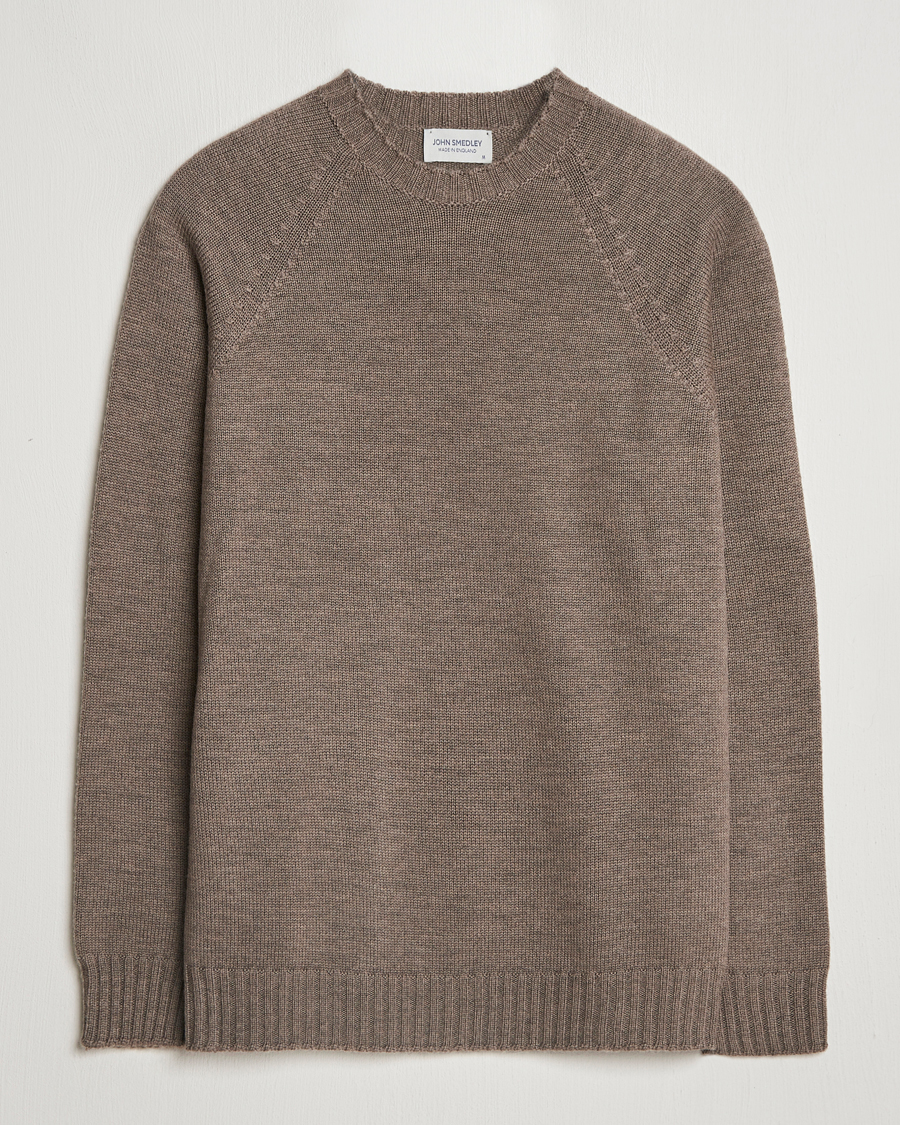 Herren | Pullover | John Smedley | Denver Extra Fine Merino Crew Neck Mushroom Brown