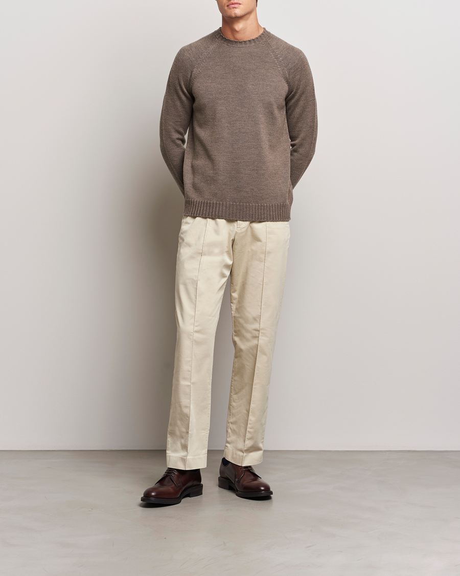 Herren | Pullover | John Smedley | Denver Extra Fine Merino Crew Neck Mushroom Brown