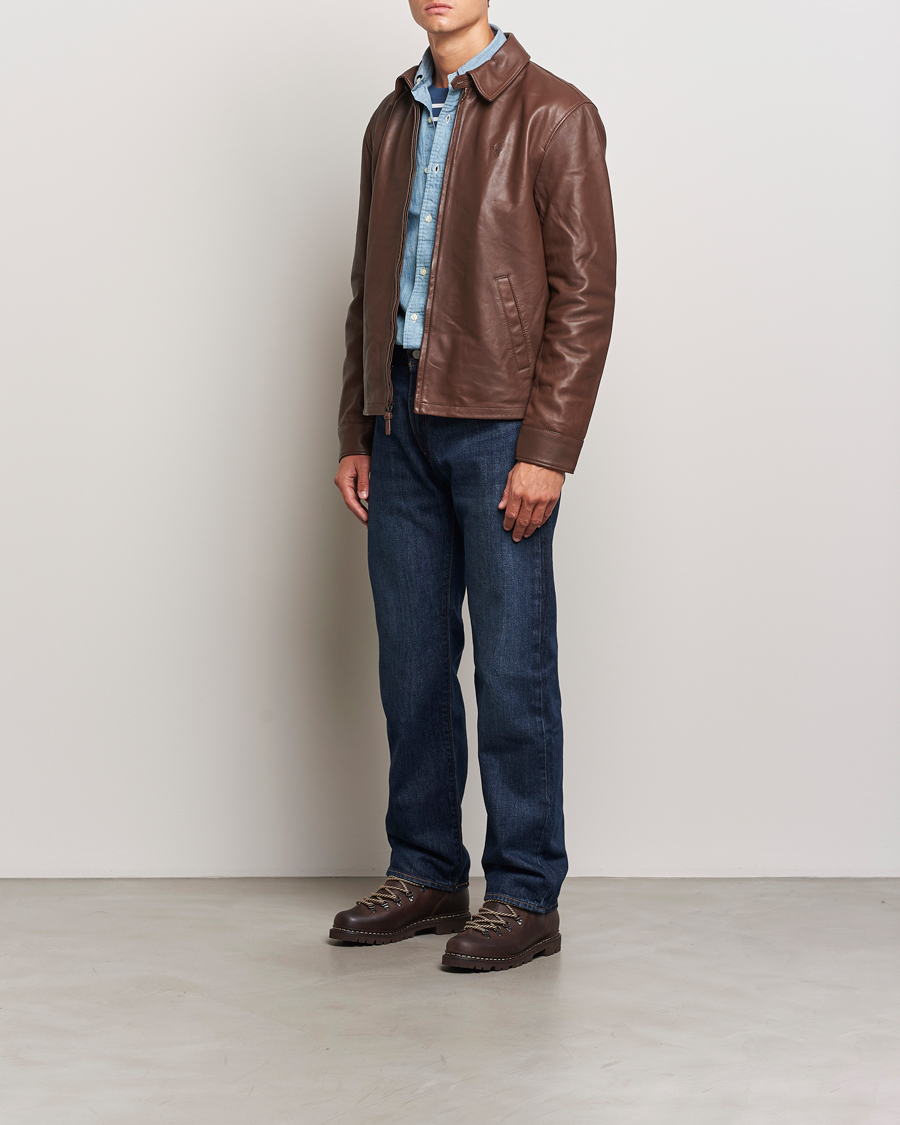 Herren | Jacken | Polo Ralph Lauren | Maxwell Windbreaker Leather Jacket Bison Brown