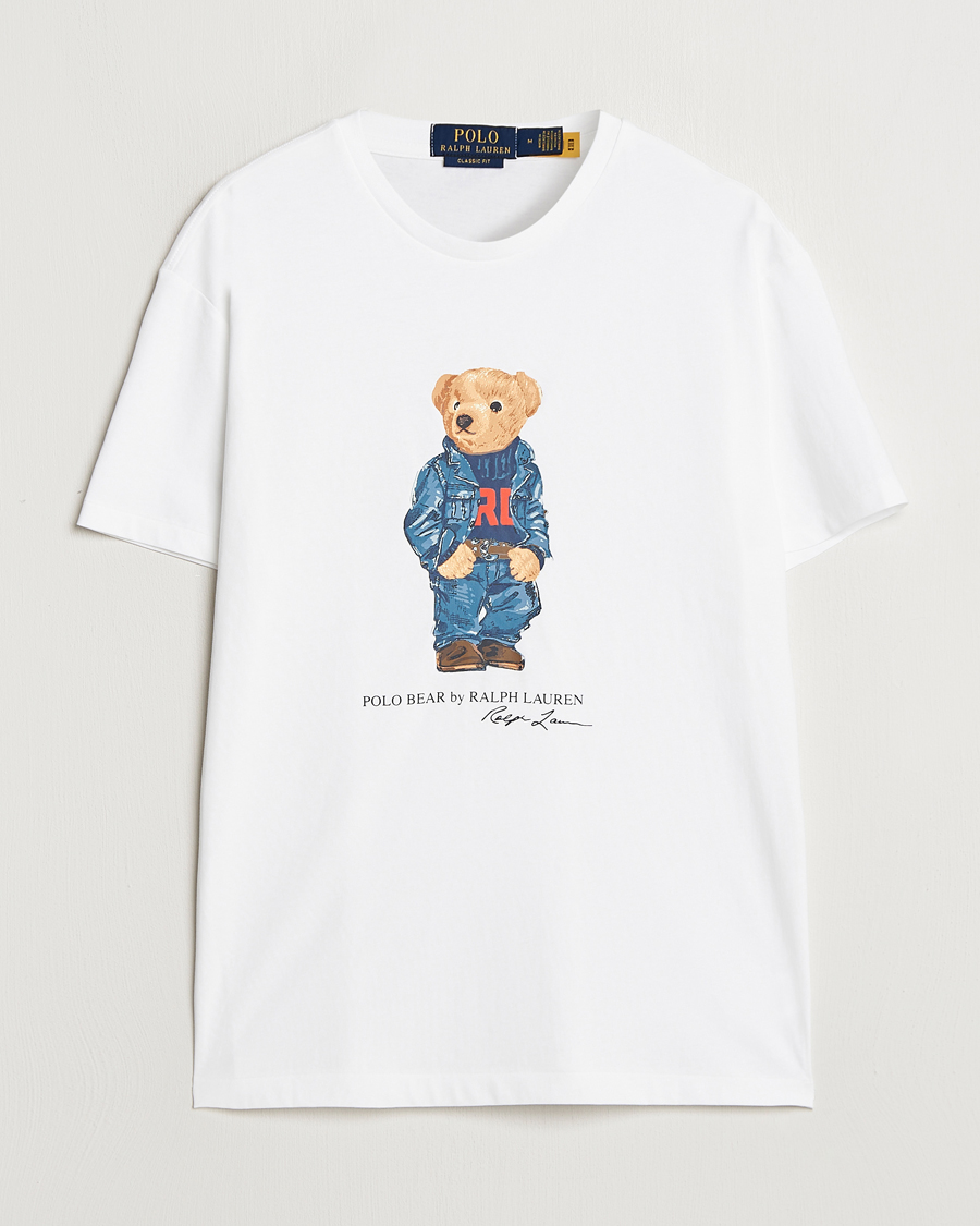 Herren | T-Shirts | Polo Ralph Lauren | Crew Neck T-Shirt White Denim Bear