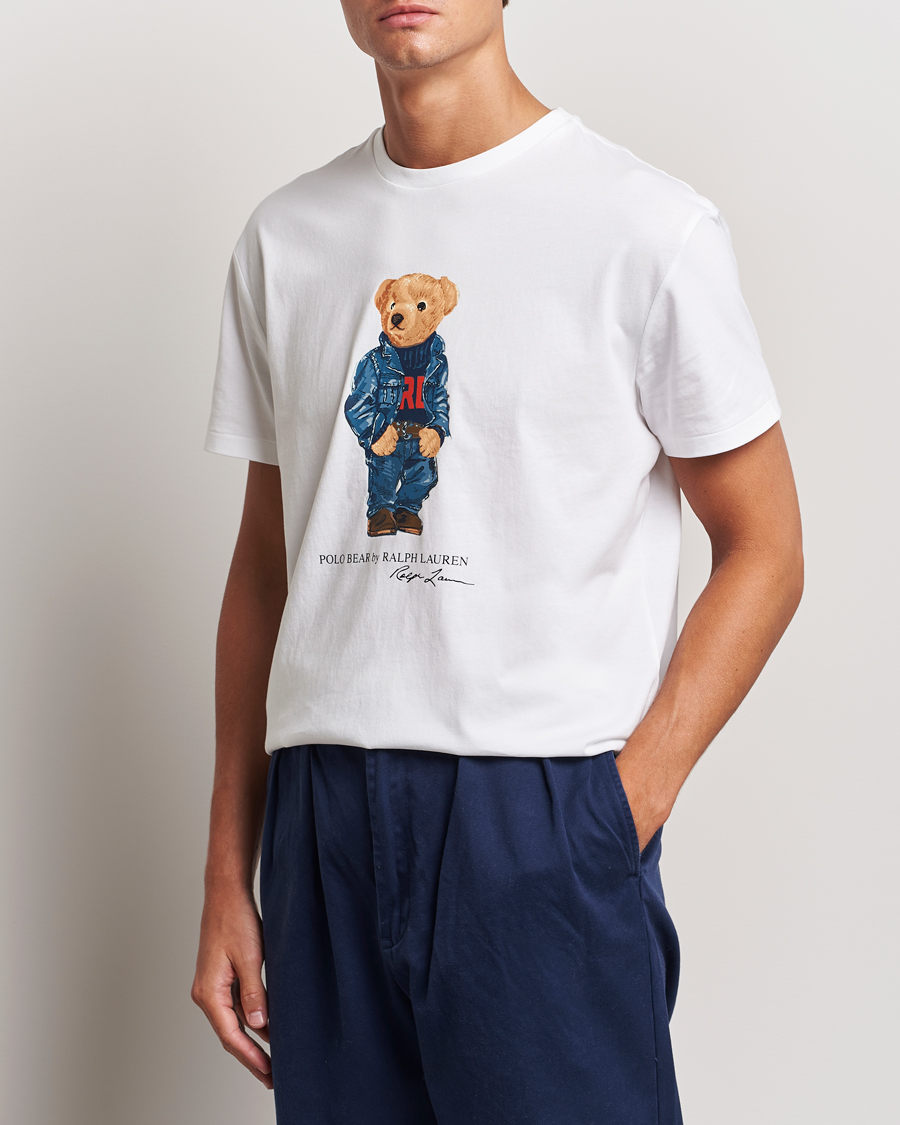 Herren | T-Shirts | Polo Ralph Lauren | Crew Neck T-Shirt White Denim Bear