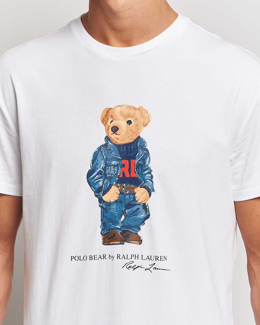 Herren | T-Shirts | Polo Ralph Lauren | Crew Neck T-Shirt White Denim Bear