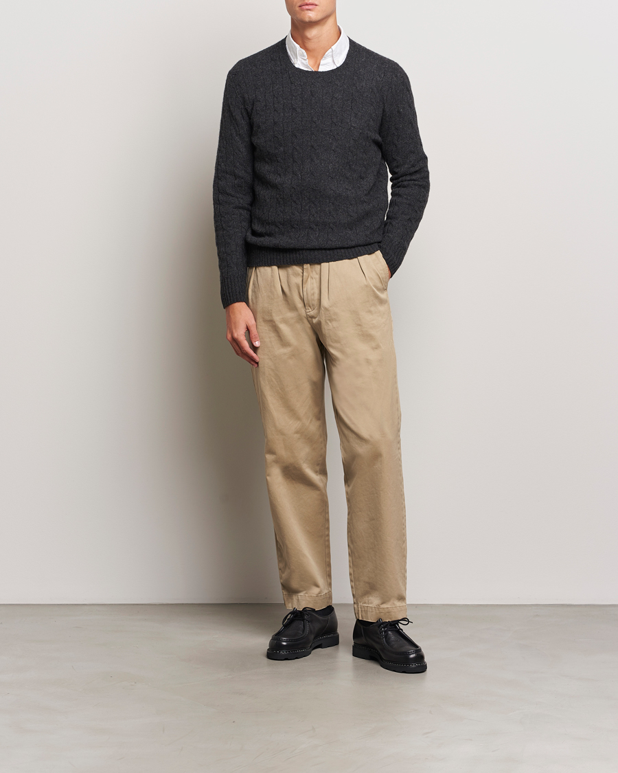 Herren | Pullover | Polo Ralph Lauren | Wool/Cashmere Cable Crew Neck Dark Granite Heather