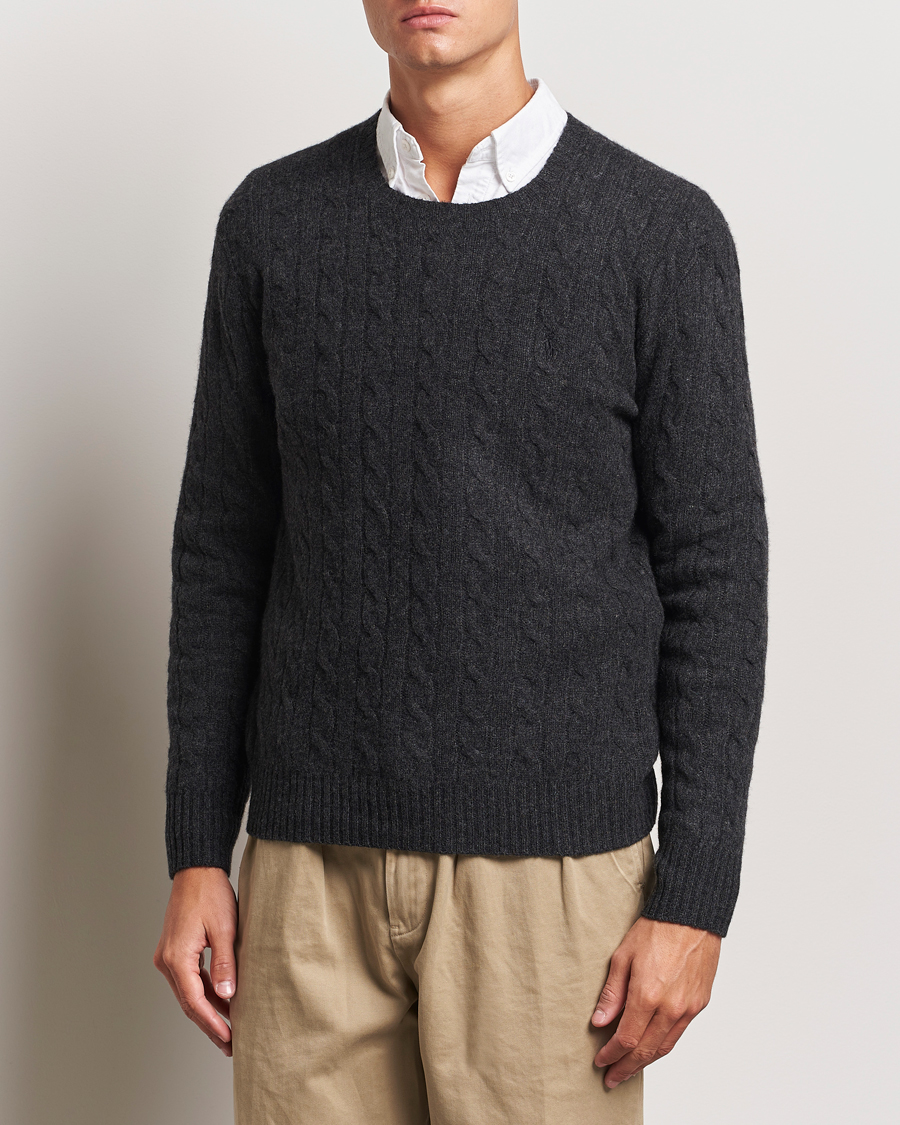 Herren | Pullover | Polo Ralph Lauren | Wool/Cashmere Cable Crew Neck Dark Granite Heather