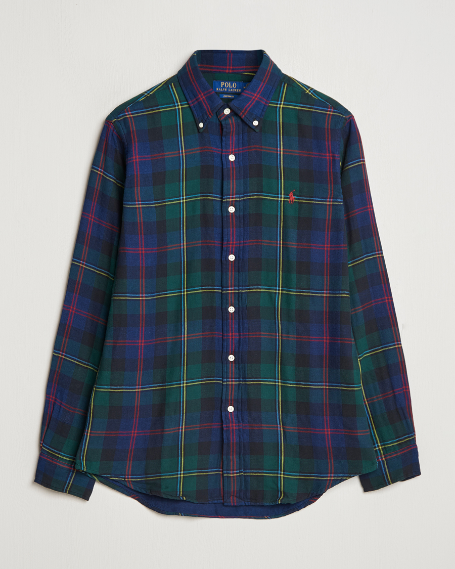 Herren | Hemden | Polo Ralph Lauren | Custom Fit Double Faced Checked Shirt Green/Indigo