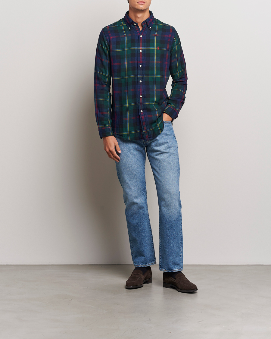 Herren | Hemden | Polo Ralph Lauren | Custom Fit Double Faced Checked Shirt Green/Indigo