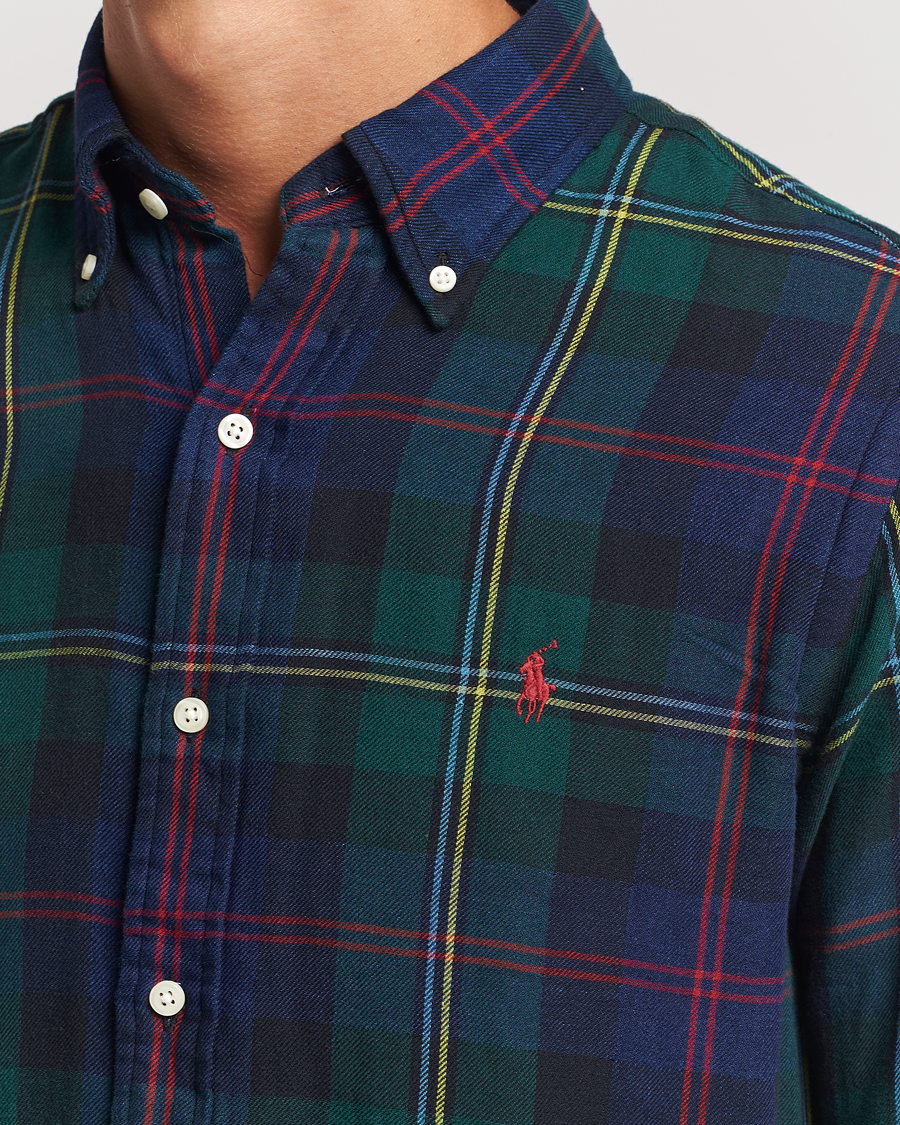 Herren | Hemden | Polo Ralph Lauren | Custom Fit Double Faced Checked Shirt Green/Indigo