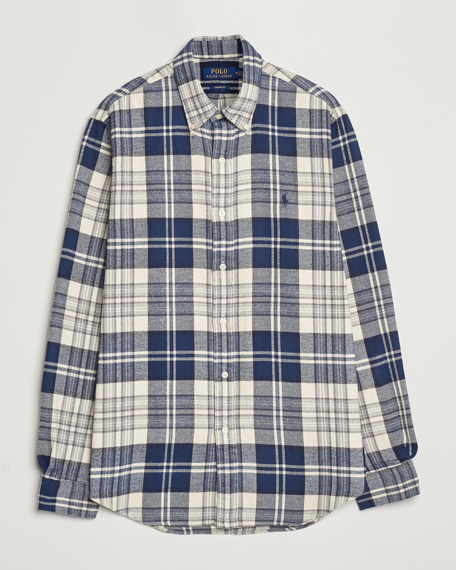 Herren | Hemden | Polo Ralph Lauren | Custom Fit Brushed Flannel Checked Shirt Off White